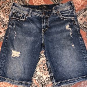 Women’s silver brand suki distressed denim shorts
